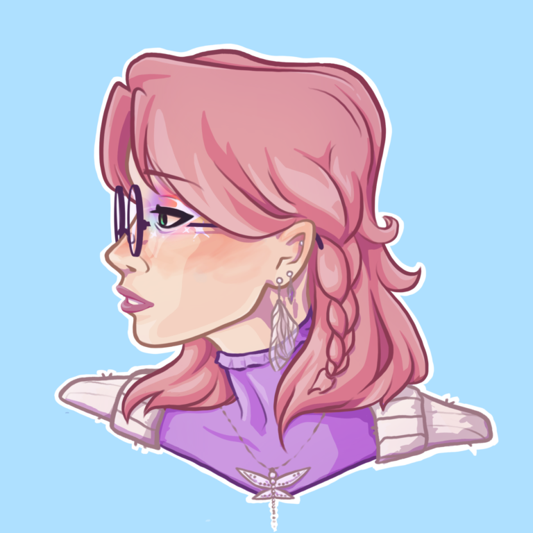 Digital art of an anime esc girl looking to the left